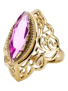 Pierścionek Klasyczny Vintage Ametyst 14k żółte złoto vrc017y